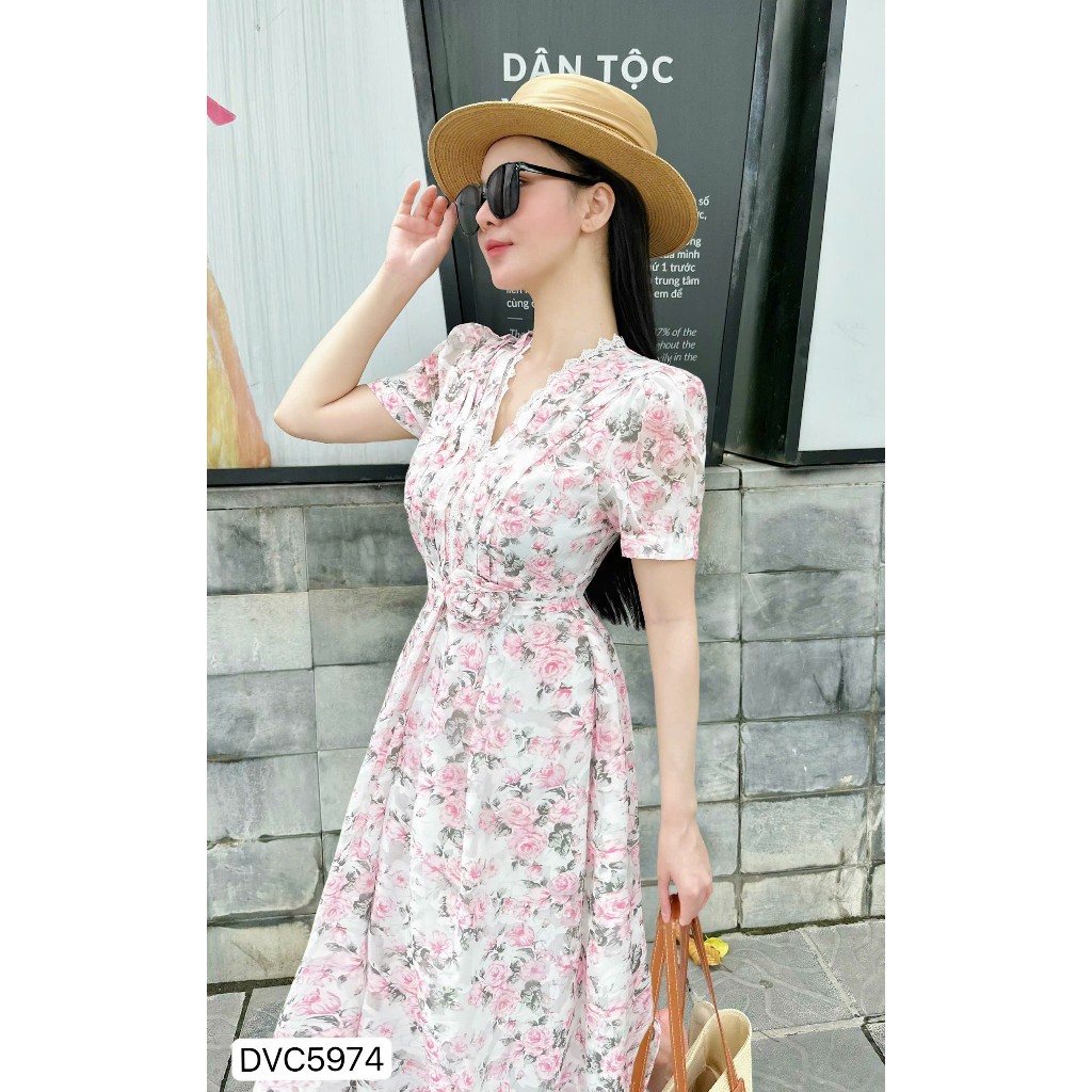 ĐẦM HOA CHẤT HOA ÉP DVC5974 LAMIE FASHION