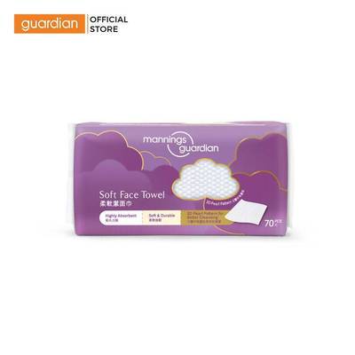 Khăn Lau Mặt Mềm Mại Mannings Guardian Soft Face Towel 70 Tờ