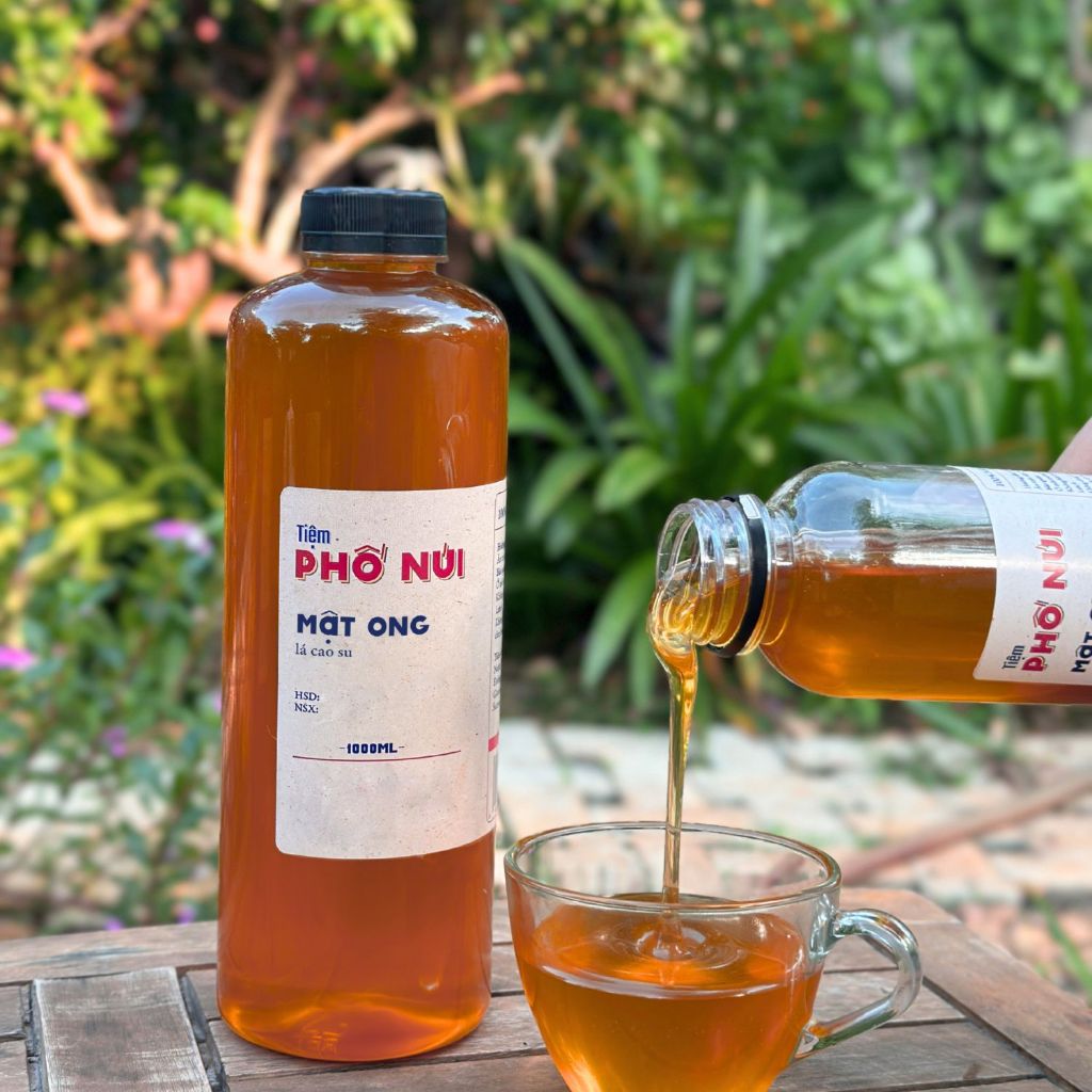 Mật Ong Lá Nguyên Chất 1000ml (Mật Ong Lá Cao Su, Mật Ong Lá Keo) - Tiệm Phố Núi