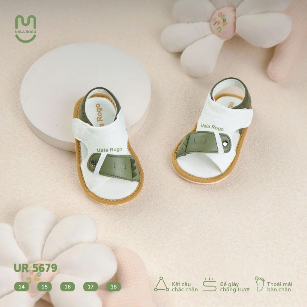 Dép bé trai bé gái tập đi Ualarogo sandal đế cao su chống trượt xăng đan quai dán điều chỉnh 5655