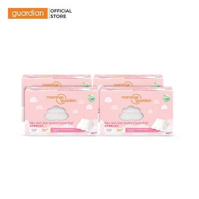 Combo 4 Hộp Bông Tẩy Trang Viền Ép Mềm Mại Mannings Guardian Silky Soft Side Sealed Cotton Puff 100 Miếng