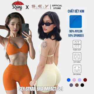 [ BỘ S/M/L THUN DỆT ]-  SEY STRAP BRA IMPACT -Bộ Đồ Tập Gym Quần Đùi Áo Bra Cao Cấp - Rainy Store