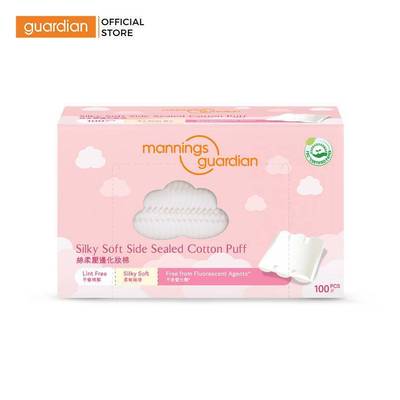 Bông Tẩy Trang Viền Ép Mềm Mại Mannings Guardian Silky Soft Side Sealed Cotton Puff 100 Miếng