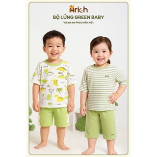 Bộ lửng Arich Green Baby, petit sợi tre, đồ bộ bé trai, bé gái size từ 9 tháng đến 6 tuổi