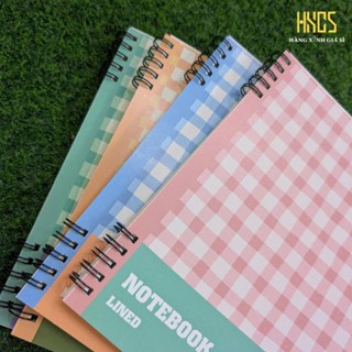  Sổ lò xo 2 đầu a5 145x205mm giấy kẻ ngang 120 trang 80gsm gu caro màu 