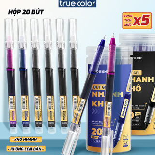  Bút Ống Lớn Ngòi Kim Hộp 20 Bút Mực Nước 3 Màu Đen  Xanh  Tím - Viết Êm Trơn Mực Nhanh Khô Dung Tích X3 Thông Thường 