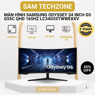 [FREE SHIP] Màn hình Gaming Samsung Odyssey 34 inch Cong LC34G55TWWEXXV Ultra WQHD 165Hz 1ms HDR