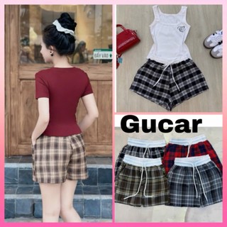 [COMBO 3 QUẦN]  Quần Short Nữ Họa Tiết Kẻ Caro Cạp Phối Màu Trắng 3 Màu Sang Chảnh Hot 2025