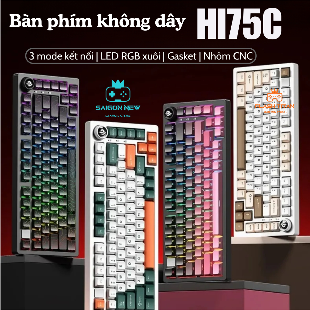 Bàn phím cơ không dây Leobog Hi75C - Case nhôm - LED RGB mạch xuôi, có núm xoay và app tùy chỉnh | BigBuy360 - bigbuy360.vn