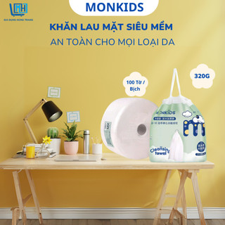 Khăn lau mặt siêu mềm & tiện lợi dùng 1 lần chăm sóc da Monkids 320g