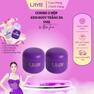  UME Ngọc Trinh - Bộ Đôi Kem dưỡng trắng da  Body Nâng Tông Da  Chống Nắng Body  200 GR x2   +Quà   