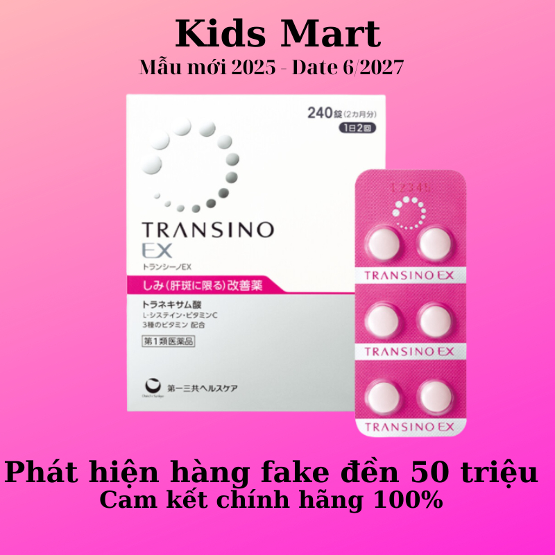 Viên uống Transino 240V [HÀNG CHUẨN] Nhật Bản trắng da, chống nám, chống tàn nhang