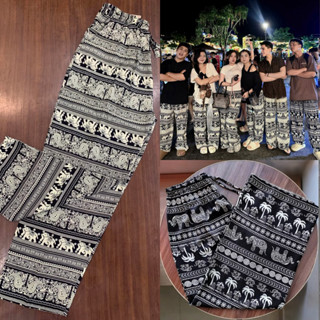 (Big size 55-75kg) Quần lanh dài thổ cẩm ống suông và bo gấu có túi