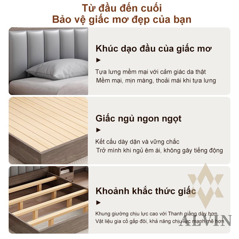 ALVIN Giường Đôi Gỗ Tự Nhiên Cao Cấp Ngăn Chứa Tiện Lợi, Chắc Chắn Và Sang Trọngv Bền ĐẹpĐầu Giường | BigBuy360 - bigbuy360.vn