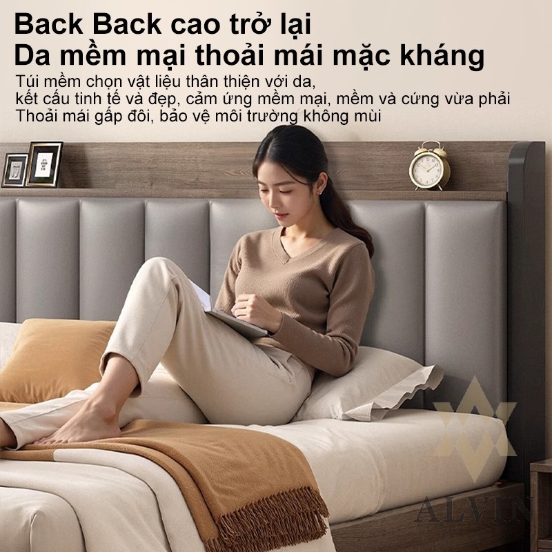 ALVIN Giường Đôi Gỗ Tự Nhiên Cao Cấp Ngăn Chứa Tiện Lợi, Chắc Chắn Và Sang Trọngv Bền ĐẹpĐầu Giường | BigBuy360 - bigbuy360.vn