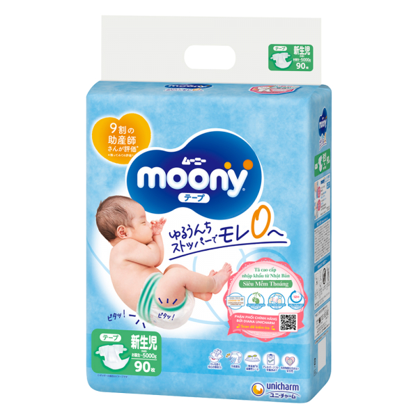 Bỉm Moony Xanh Newborn 90 miếng