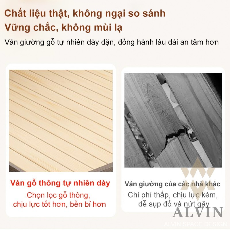 ALVIN Giường Đôi Gỗ Tự Nhiên Cao Cấp Ngăn Chứa Tiện Lợi, Chắc Chắn Và Sang Trọngv Bền ĐẹpĐầu Giường | BigBuy360 - bigbuy360.vn