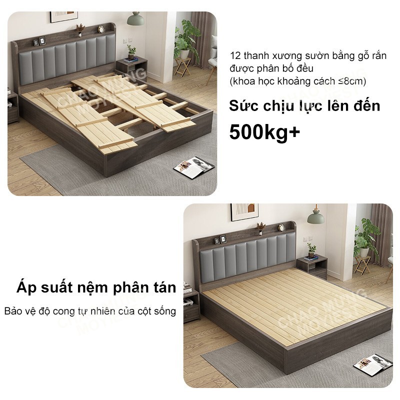 MY Giường gỗ tự nhiên cao cấp, giường đôi 1m5 - 1m8,có ngăn chứa đồ tiện lợi cho gia đìn | BigBuy360 - bigbuy360.vn