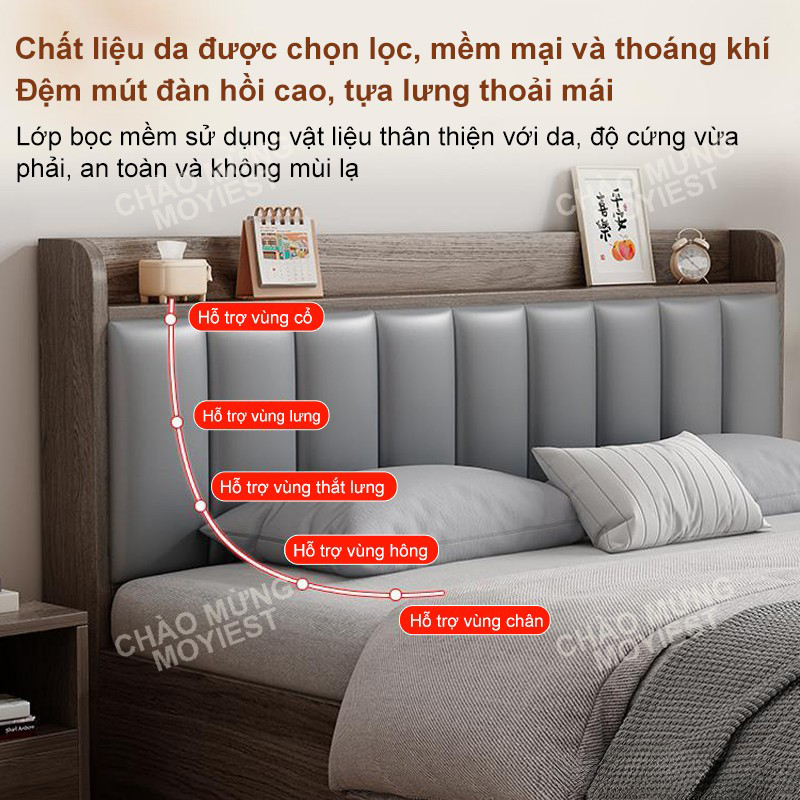 MY Giường gỗ tự nhiên cao cấp, giường đôi 1m5 - 1m8,có ngăn chứa đồ tiện lợi cho gia đìn | BigBuy360 - bigbuy360.vn