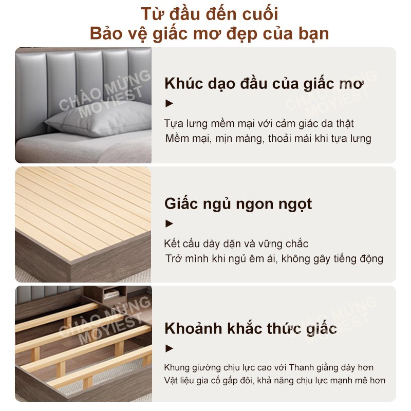 MY Giường gỗ tự nhiên cao cấp, giường đôi 1m5 - 1m8,có ngăn chứa đồ tiện lợi cho gia đìn | BigBuy360 - bigbuy360.vn