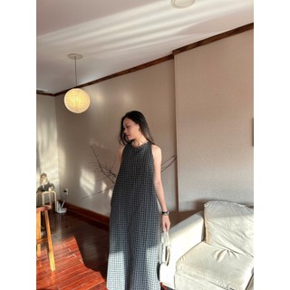 D130 ĐẦM NỮ SÁT NÁCH CỔ TRÒN HỌA TIẾT CARO SIZE 1/2 CHẤT KATE Women Dress