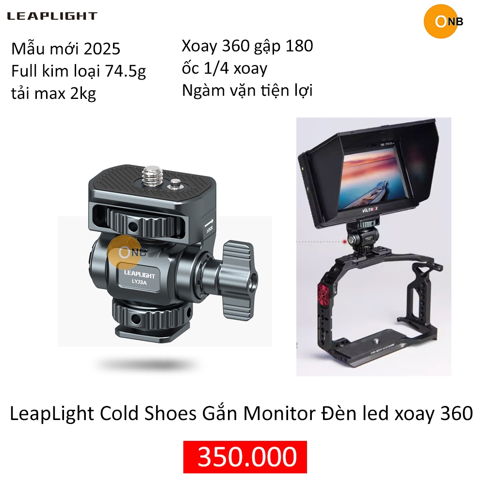 LeapLight Cold Shoe gắn Monitor - Đèn Led Mini đầu ốc 1/4 xoay