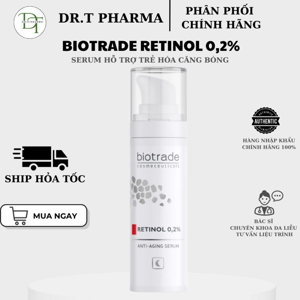 [HÀNG CÔNG TY] Tinh chất Retinol trẻ hóa căng bóng Biotrade Anti-Aging Retinol 0,2% (30ml)