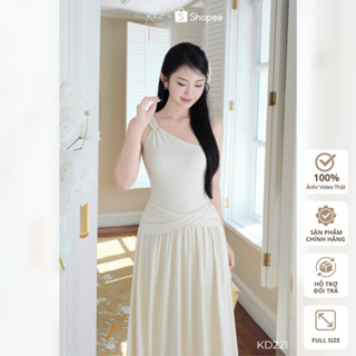 Đầm dài Khiết Style chất thun co dãn dáng ôm váy tùng xoè rủ nhẹ cổ lệch vai KD221 