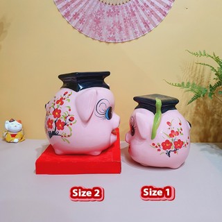 Lợn đất cử nhân tiết kiệm tiền gốm sứ