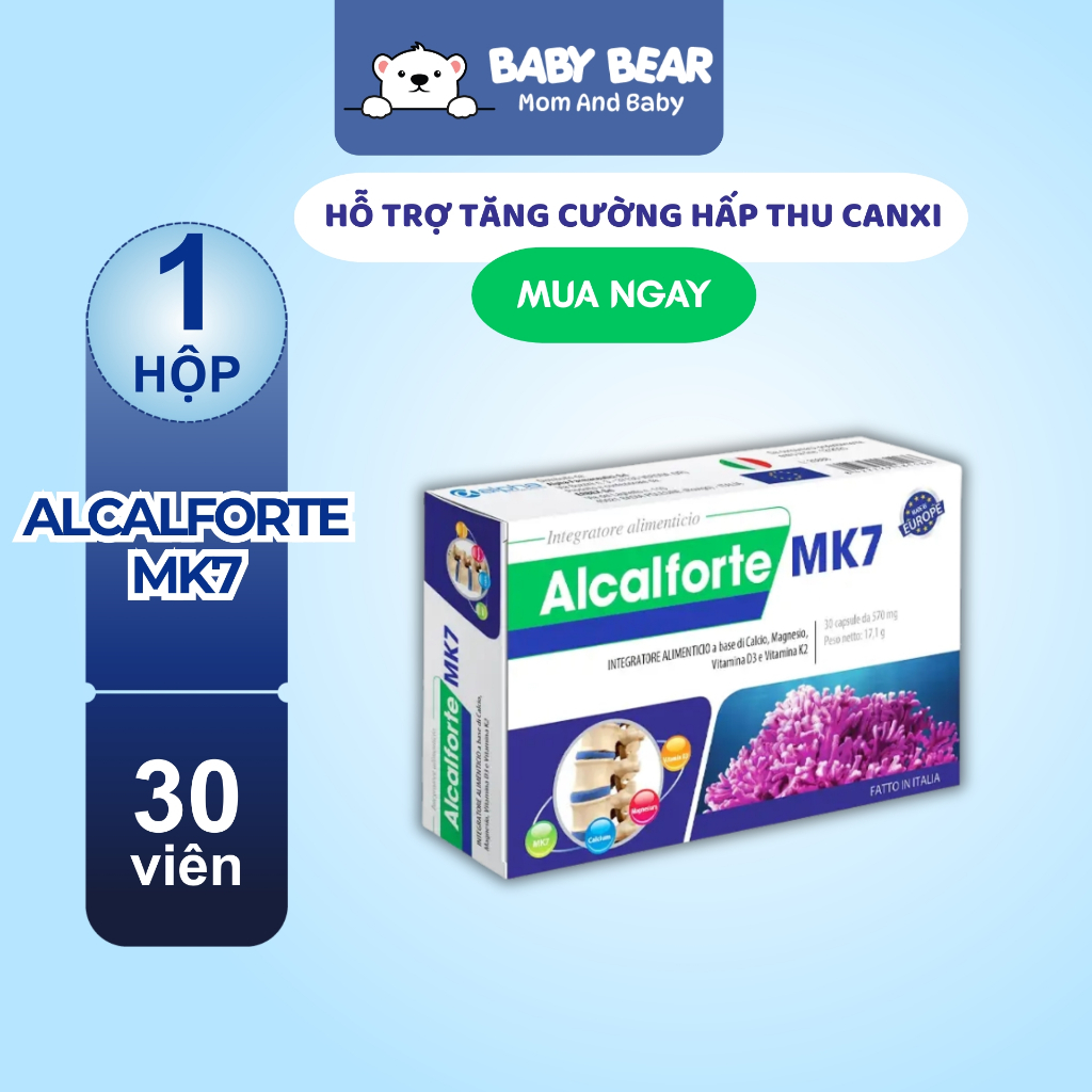 ALCALFORTE MK7 - Viên Uống Bổ Sung Canxi, Ngăn Ngừa Loãng Xương, Hỗ Trợ Phát Triển Chiều Cao (30V)