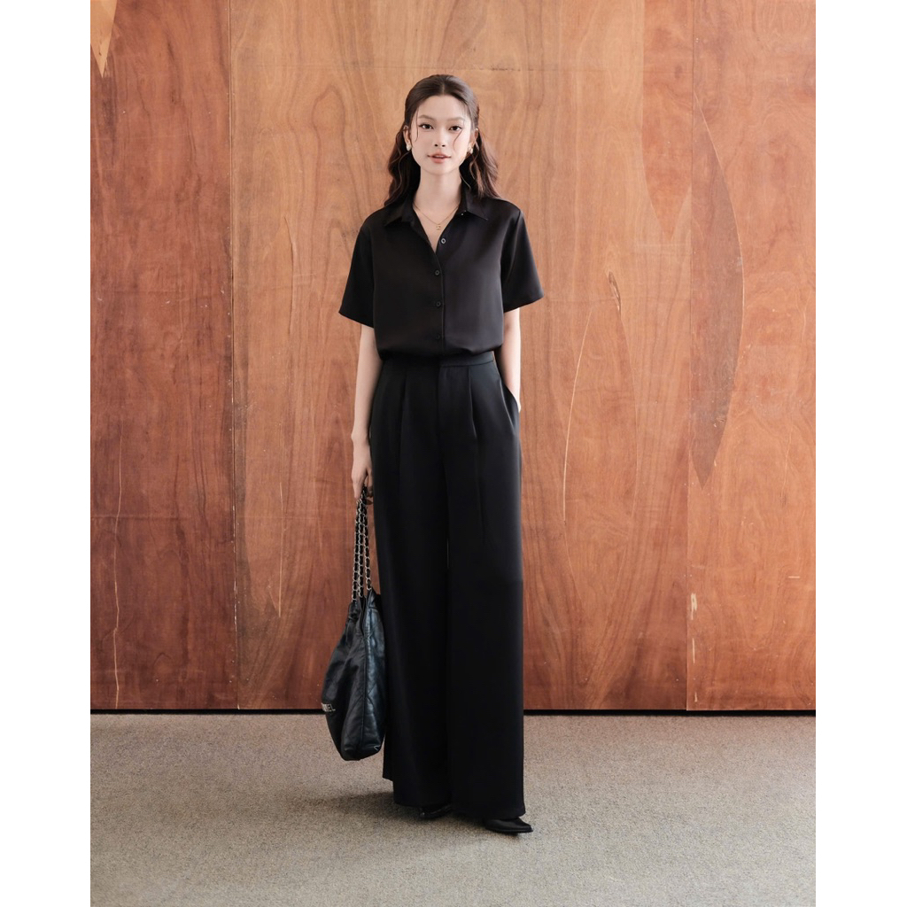 RUBIES Mona Shirt - Áo Sơ Mi Nữ Vải Lụa Tay Ngắn Cổ Đức | BigBuy360 - bigbuy360.vn