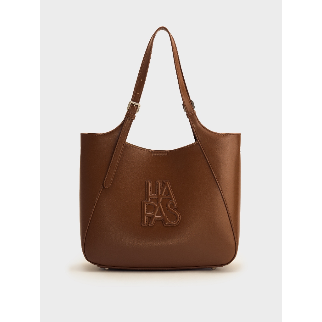 Túi Tote Camel Nâu HAPAS Dập Nổi Cỡ Lớn Size 33 - TOT250697-BR | BigBuy360 - bigbuy360.vn