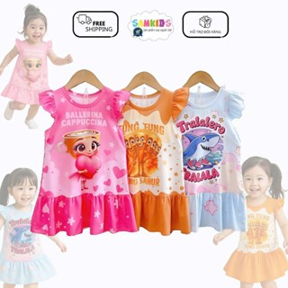 SAMKIDS - SK233 - Đầm Thun Đuôi Cá Tung Tung Sahur Bé Gái