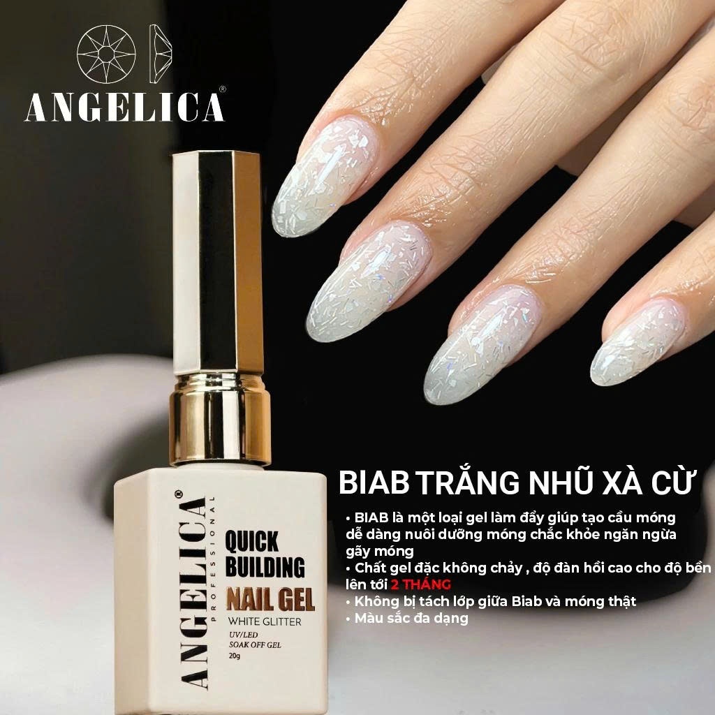 Gel Biab Nhũ Trắng ANGELICA Chính Hãng Chai 20g - Gel Biad Cao Cấp Nail ANG-QBWG