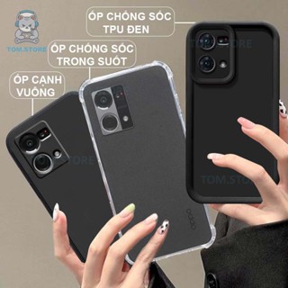 Ốp lưng Oppo Reno 7-7 4G / Reno 8-8 4G chống sốc đen,kem,TPU viền vuông,chống sốc trong suốt silicon