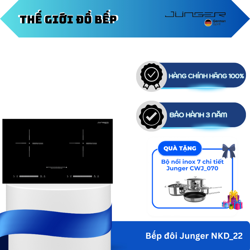 Bếp Từ đôi Junger NKD - 22, Thiết kế sang trọng với mặt kính Ceramic - TGB