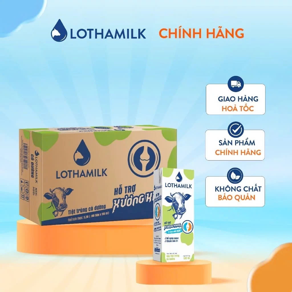 Thùng 48 hộp x 180ml sữa tươi tiệt trùng Long Thành, sữa tươi lên men Long Thành Lothamilk