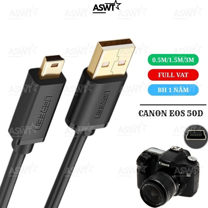 Cáp dữ liệu USB kết nối máy ảnh canon EOS 50D với máy tính xịn mạ vàng - FULL VAT