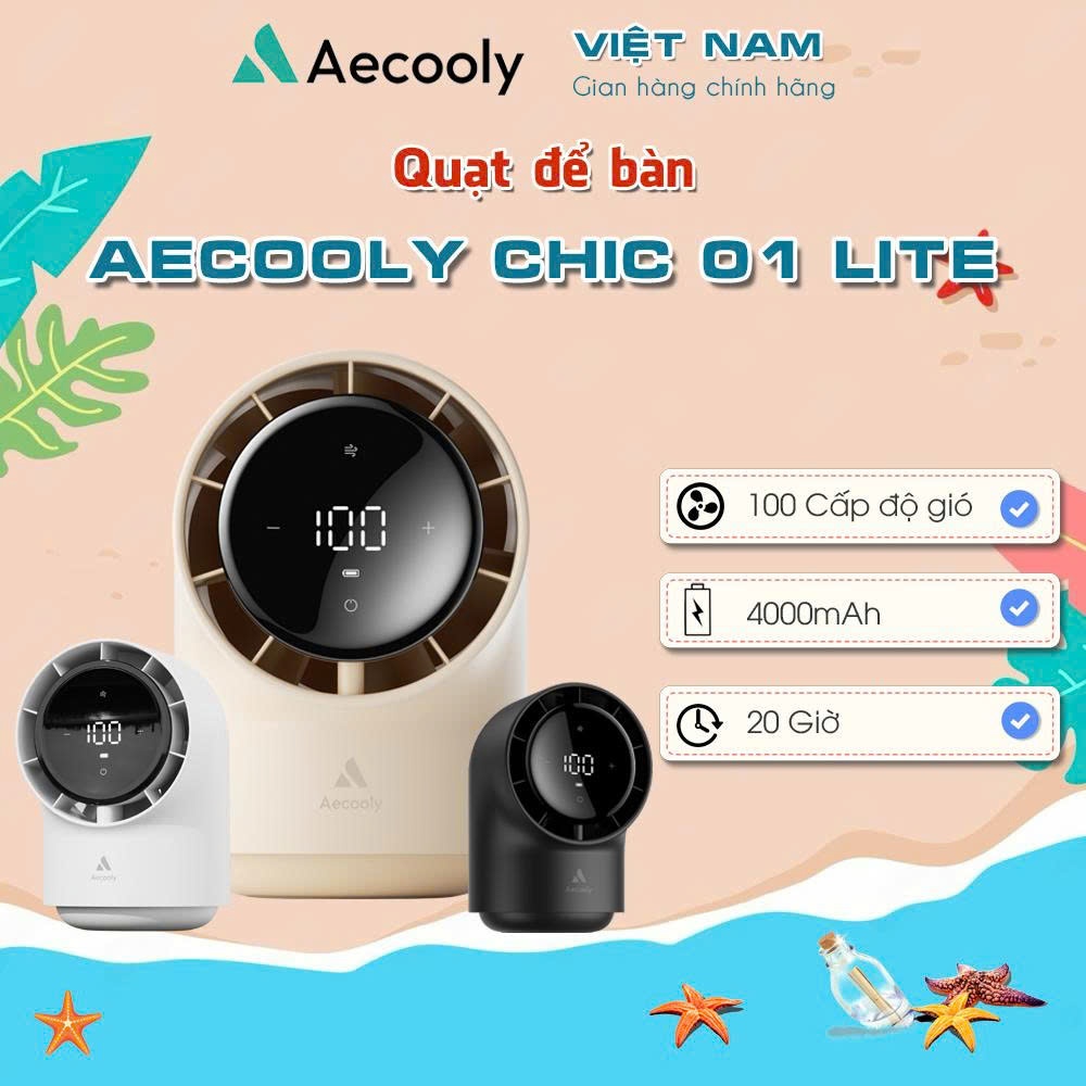 Quạt Để Bàn AECOOLY High Speed Chic 01 Lite - 4000mAh, 20H, 100 Adjustable Speed,LED Digital Display