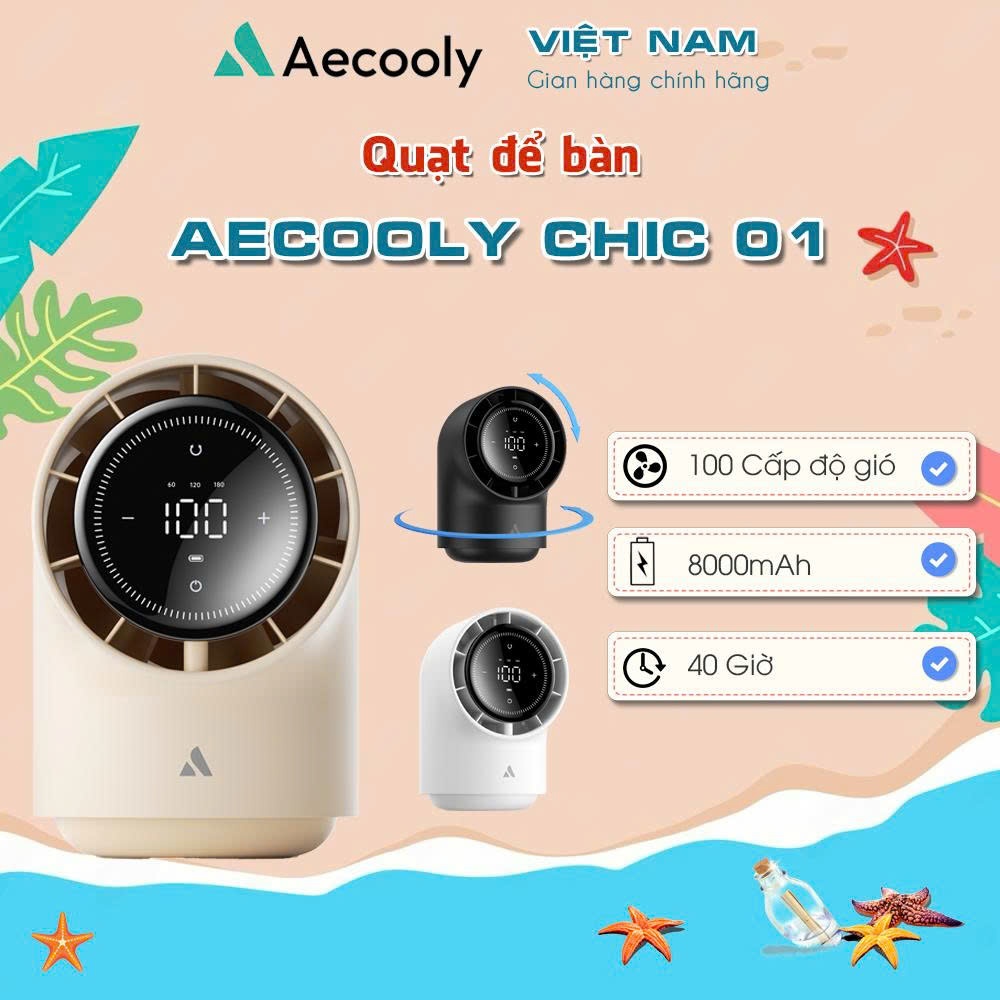Quạt Để Bàn AECOOLY High Speed Chic 01 - 8000mAh, 40H, 100 Adjustable Speed, LED Digital Display