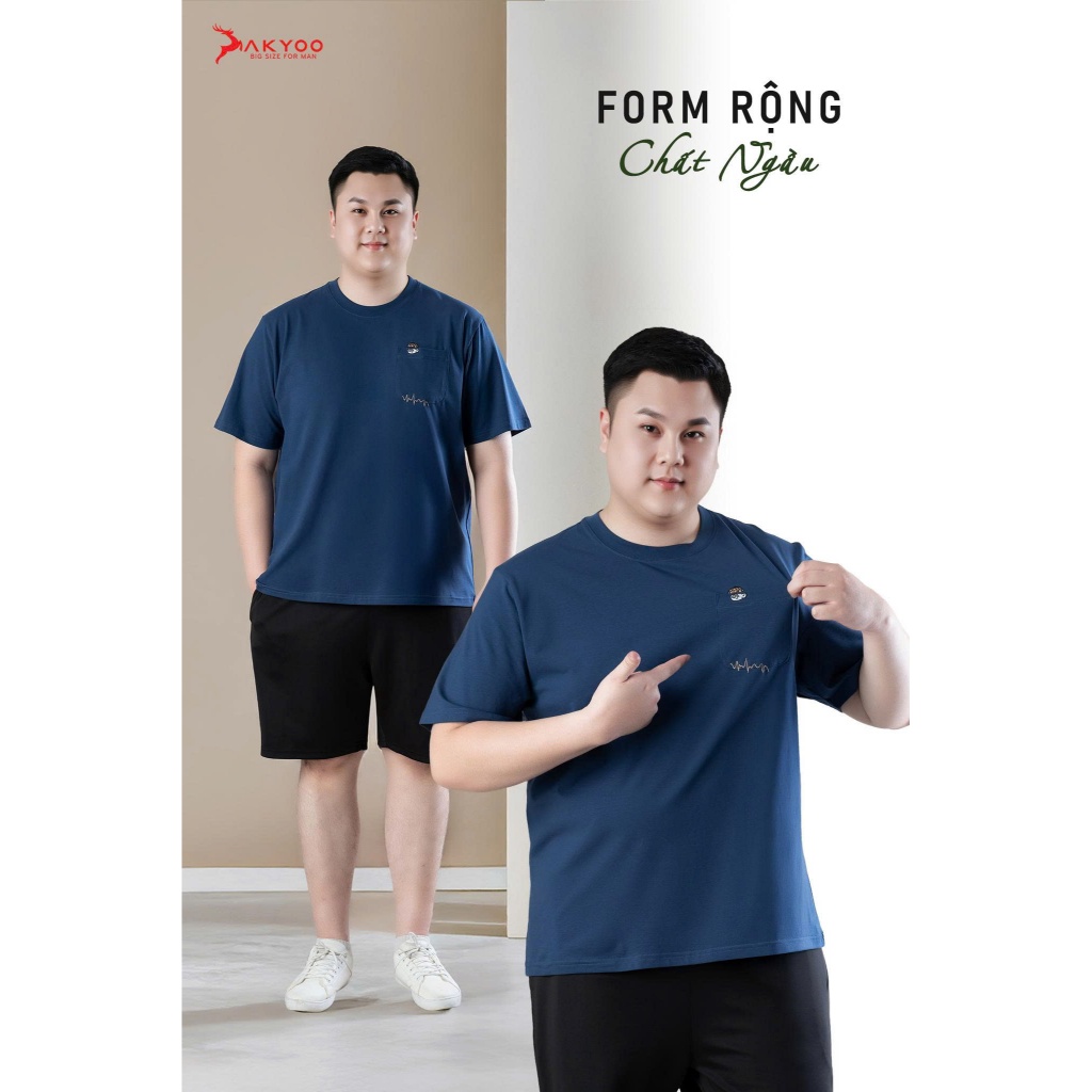 Áo thun nam big size Akyoo từ 80kg - 140kg - Chất Cotton Cao Cấp Thấm Hút Tốt - AT THAN TUI