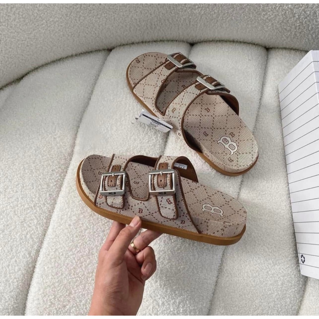 [ CHÍNH HÃNG ] Dép Sandal MLB - Double Slide Jacquard Diamond Monogram