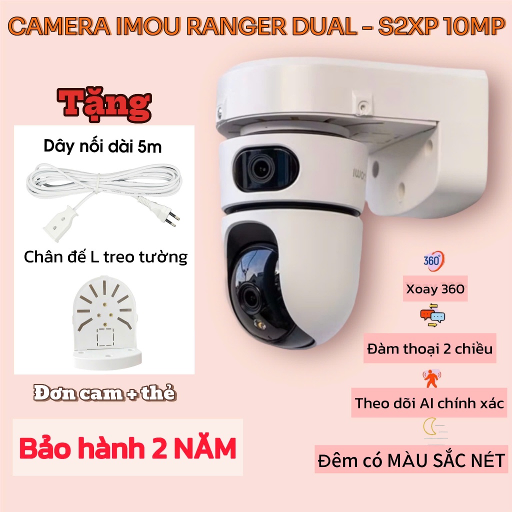 CAMERA 2 MẮT TRONG NHÀ IMOU RANGER DUAL S2XP 6MP-10MP/S2XEP 6MP-10MP Xoay 360 Bảo Hành 2 Năm