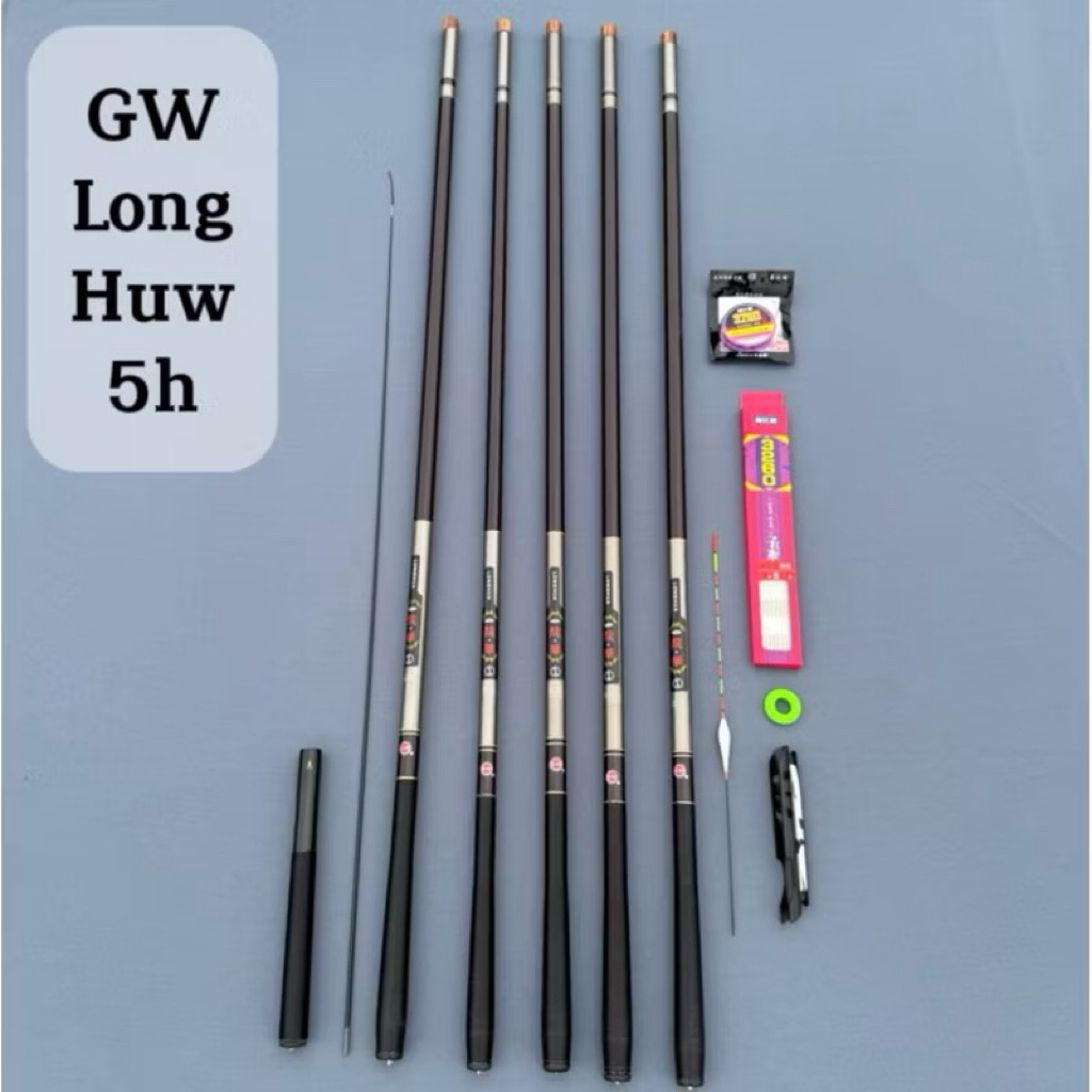 Cần câu đài GW longhua độ cứng 5H có tặng kèm 1 hạ nóng và ngọn phụ xoay 360