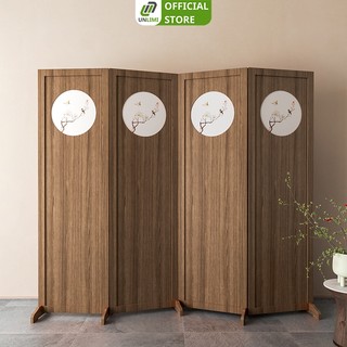 Bộ 4 tấm bình phong vách ngăn hoạ tiết ánh trăng chất liệu gỗ MDF phủ melamin - UNLIMI | GP411