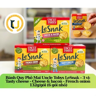 (HÀNG ÚC) Bánh quy kèm khay sốt chấm phô mai UNCLE TOBYS LESNAK Cheese dip crackers hộp 6 khay rời