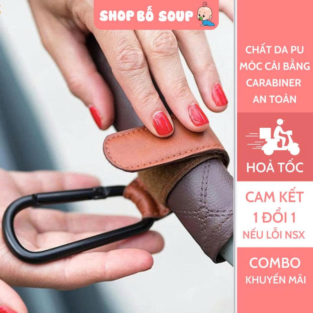 Móc Treo Xe Đẩy Treo Đồ Cho Bé Đa Năng, Dây Treo Xe Đẩy Bằng Da PU Chắc Chắn Tiện Lợi