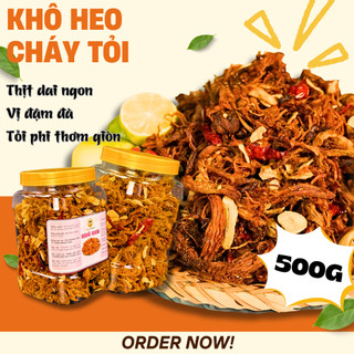  Heo Khô Cháy Tỏi Tasty Hũ 500g từ thịt heo thật tỏi phi rất thơm 