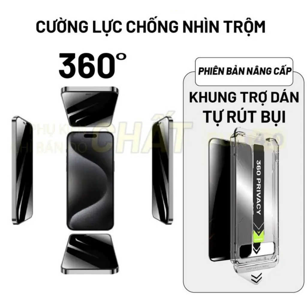 Kính Cường Lực IPhone Chống Nhìn Trộm 360 độ ,Có Khung Tự Dán,Full Màn Cho Đủ Các Dòng iPhone 11 12 