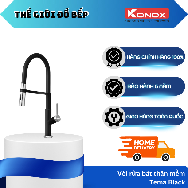Vòi rửa bát Konox Tema Black - TGB